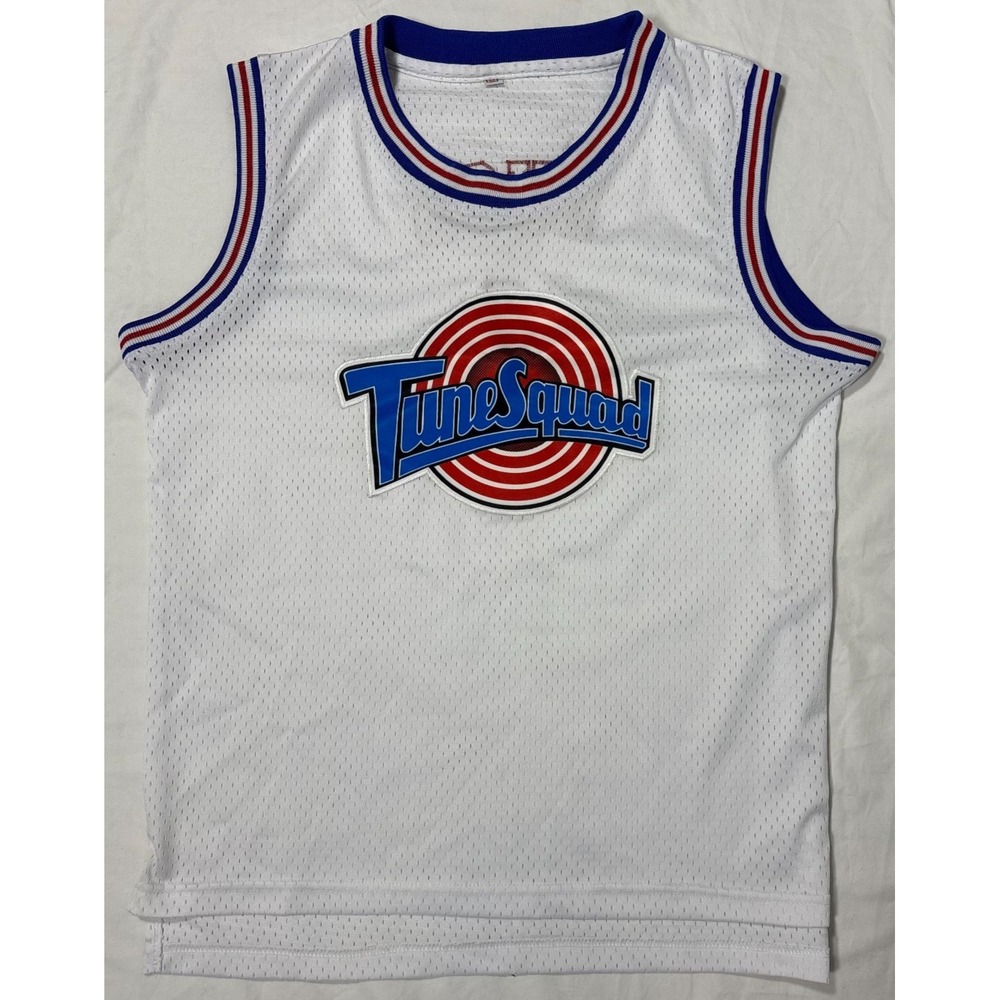 Boys Jersey White Tune Squad Bugs Bunny #1 Basketball Embroidered Mesh M